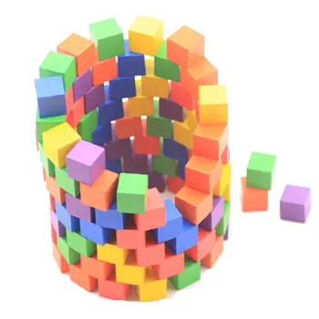 

100Pcs Colorful Wooden Square Building Stacking Up Blocks Cubes Math Teaching Aid Education Toy Baby Shape Color Learning Toys