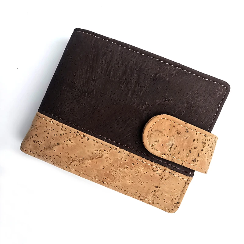 Cartera rústica de corcho para hombre, cartera plegable ecológica