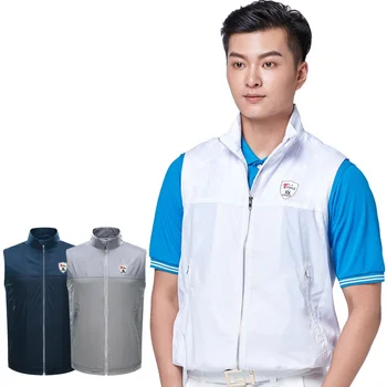 

Mens Sleeveless Golf Jackets Sport Turn Down Collar Vest Coat Man Zipper Pocket Windbreaker Jacket Vest Sportswear D0660