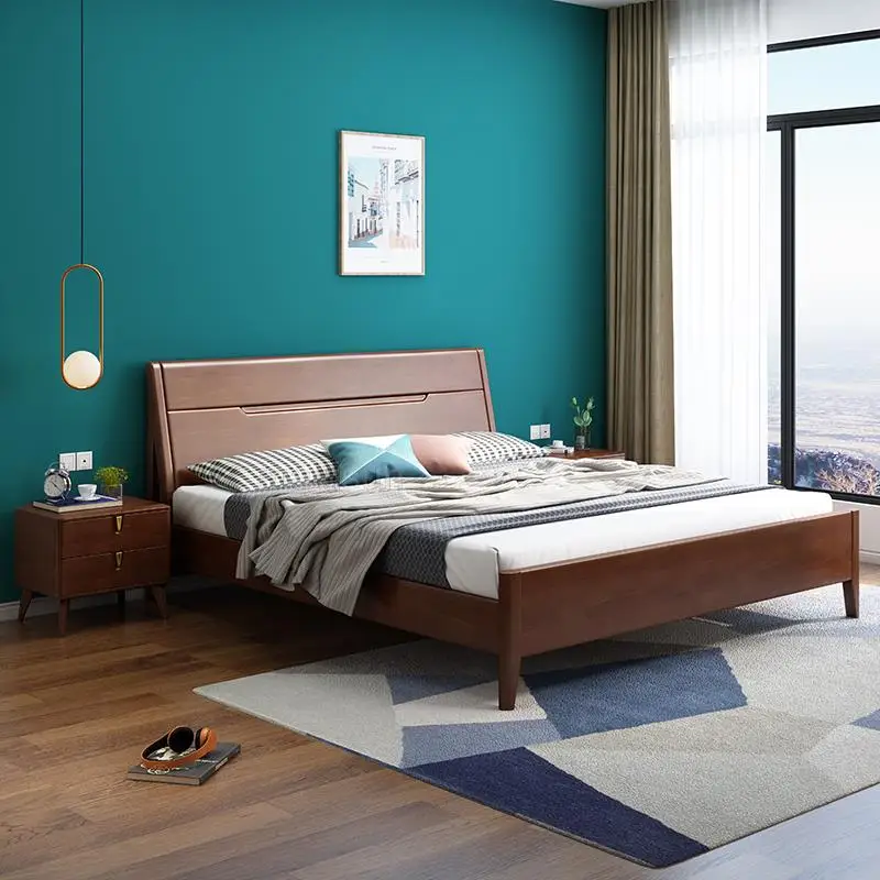 American Double Bedroom Storage Bed With Wooden Fame Comfortable High Quality Master Bed Set Minimalist Furniture For Home