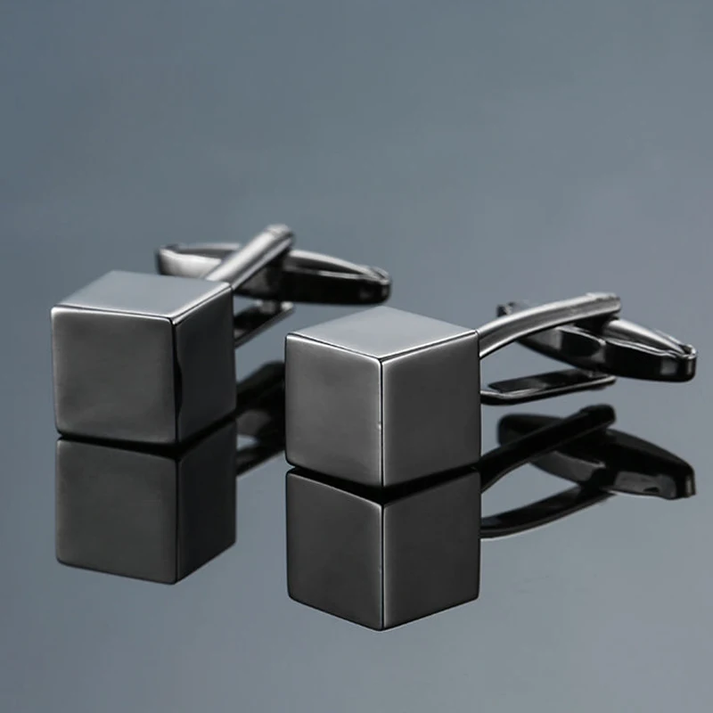 Crystal Cufflinks Brass Material Silvery Laser Pattern Building Block Cufflink Men's French Shirt Cufflinks
