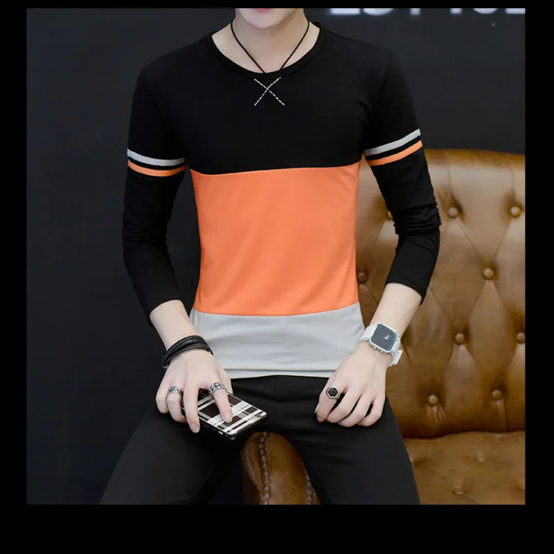 

Fashion casual men's long sleeve stripe T-shirt