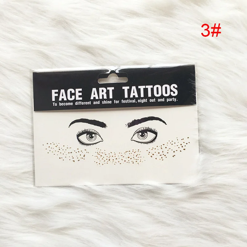 

Golden Face Temporary Tattoo Waterproof Blocked Freckles Makeup Stickers Eye Decals LDO99