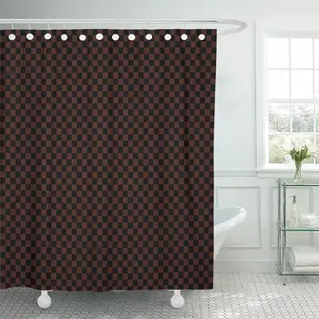 

Shower Curtain Classic Black and Brown Pattern Checker Checked Chocolate Checkerboard Home Decor Waterproof Bath Bathroom