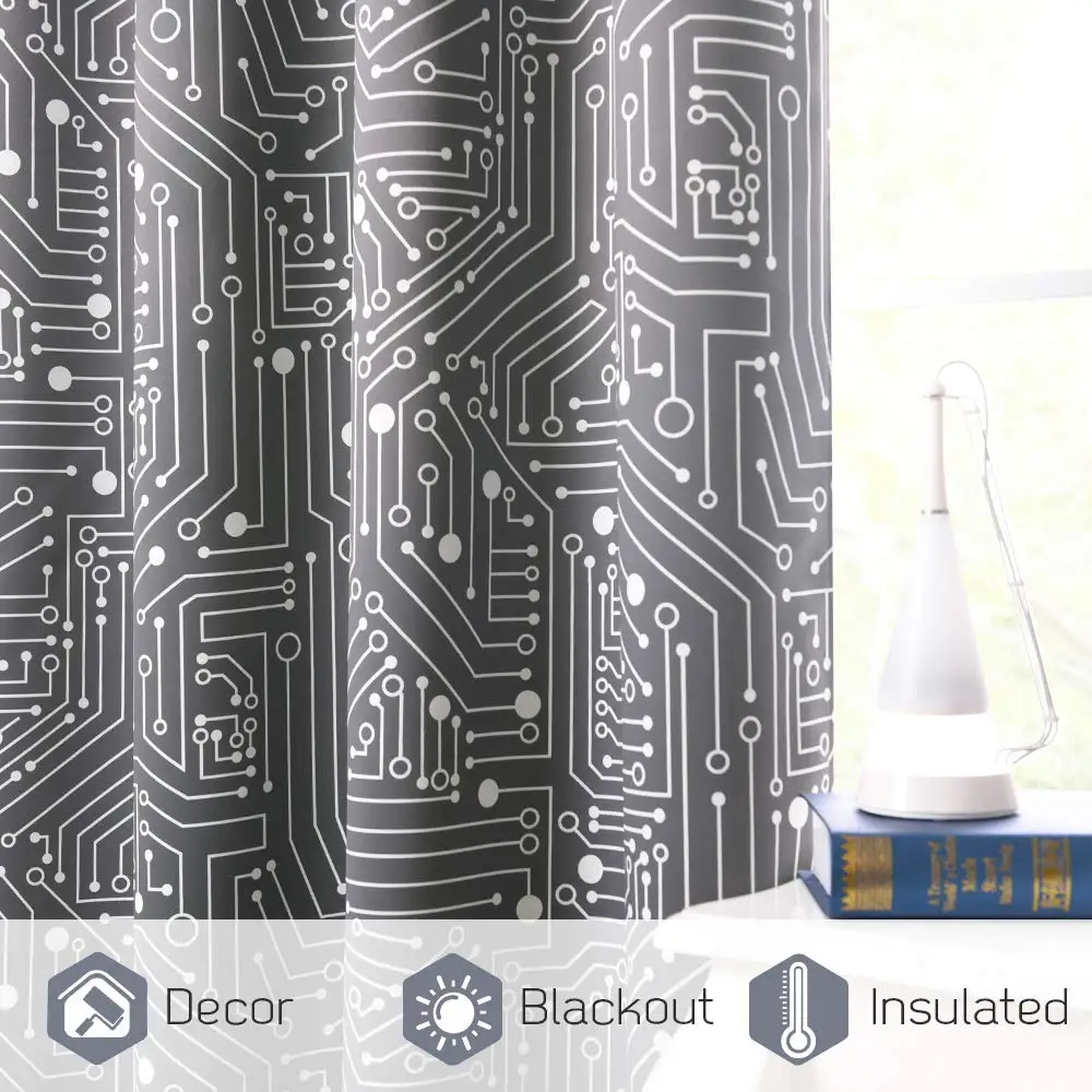 NICETOWN Печатные шторы украшения компьютерного искусства фон с печатной платой схема светового блока для спальни фон фойе