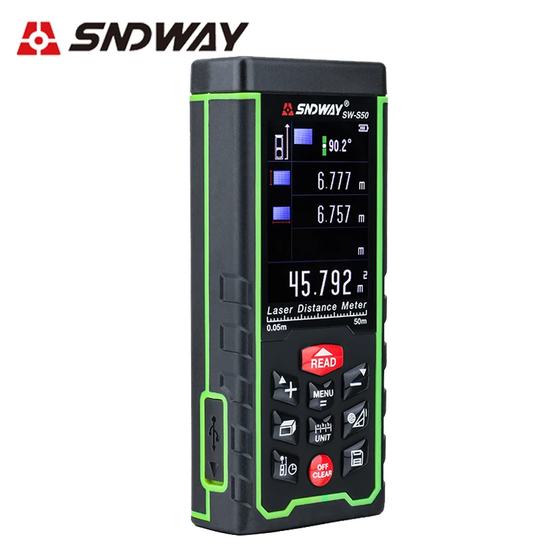 SNDWAY цветной ЖК лазерный дальномер 120 м 100 80 70 50 Быстрое измерение регулируемые
