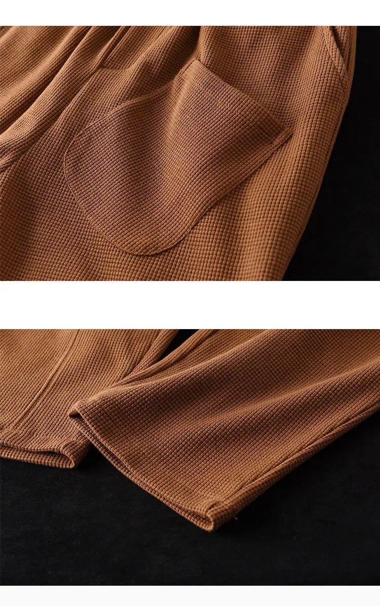 black capri pants Spring and autumn new style retro literary elastic waist thinner harem pants casual cotton knitted trousers  women sweatpants palazzo pants