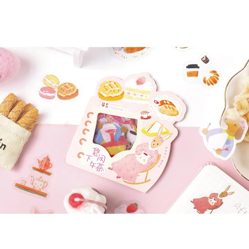 45 pcs /Pack Forest Afternoon Tea DIY Adhensive Mini Diary Stickers Stationery Decorative Stick Label