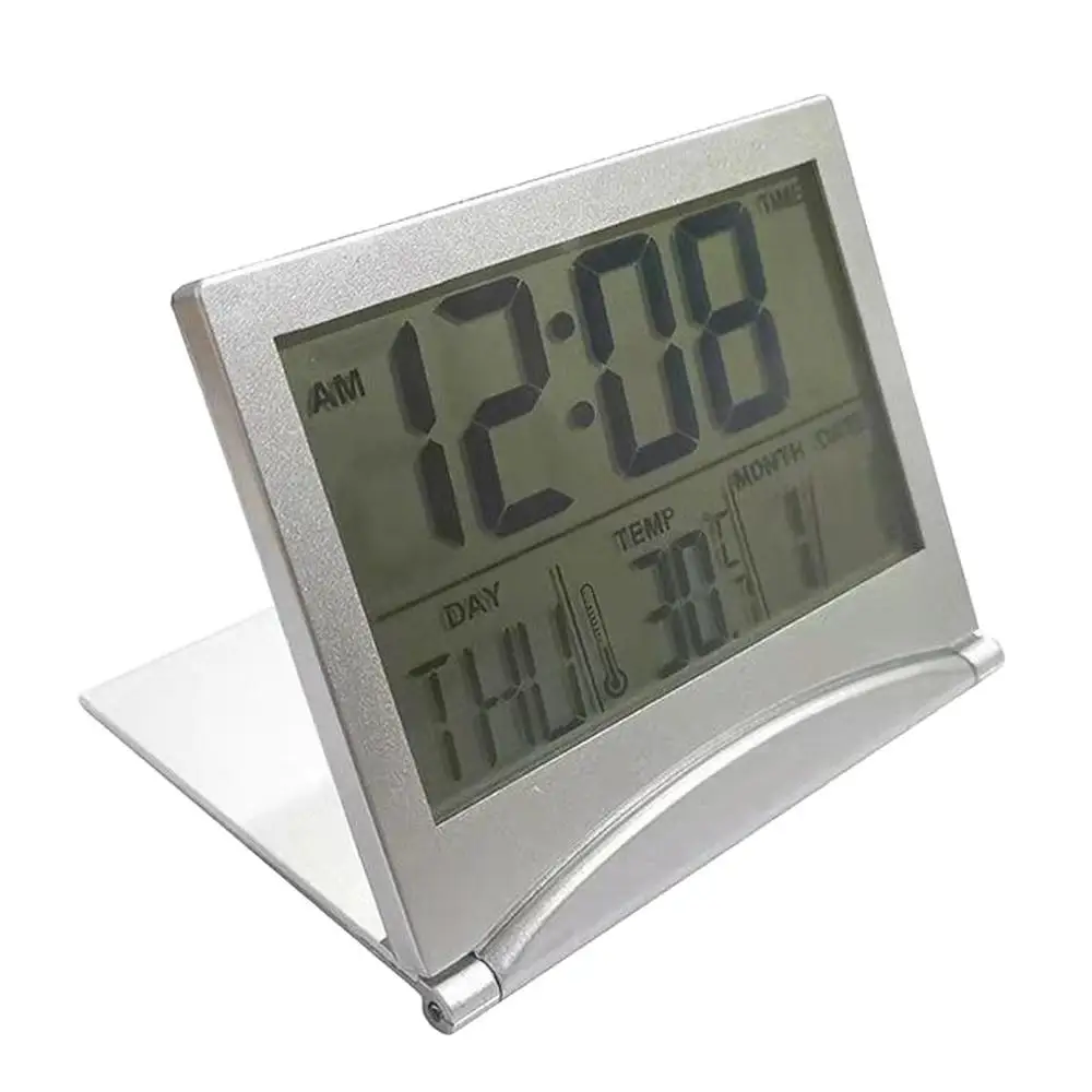 Цифровые ЖК-Метеостанция складные настольные часы с датой и температурой дорожные часы с будильником украшение дома душ таймер TDH - Цвет: Белый
