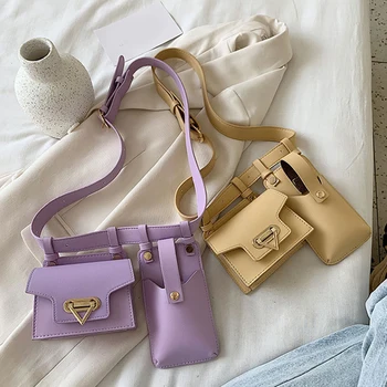 

PU Leather Fanny Pack Belt Bag Two Pockets Waist Pack Women Summer Travel Shoulder Bag Fashion Waist Phone Bag Chest Bags Pouch