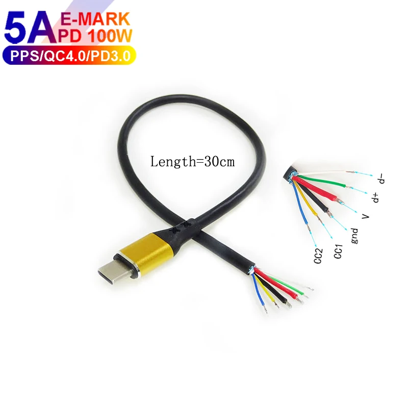 1pc USB TIPO C 3.1 24 Pin Spina Maschio Adattatore Del Connettore Di Saldatura Con Alloggiamento Tipo-C Spine Di Ricarica Veloce Cavo Dati Accessori Rep - Foto 2