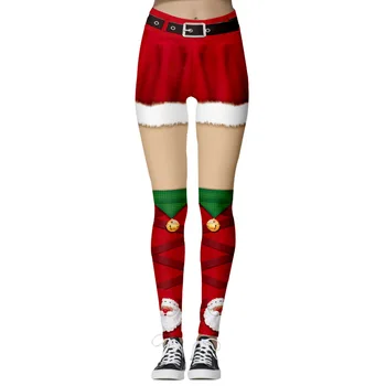 

Looky 2019 Women Elastic printed Christmas pants sweatpants woman Digital Printing Casual tight Ladies pencil Pants