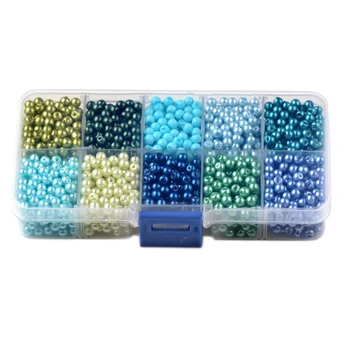 

Series of Blue-Green Glass Pearl Beads Scattered Beads Boxed Diy Jewelry Accessories 1400