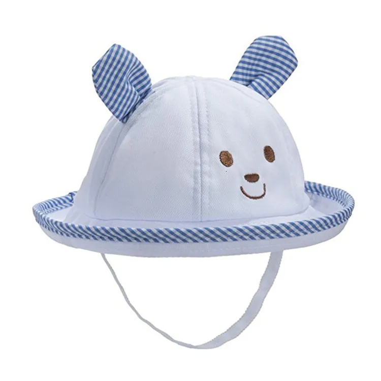 Мягкая хлопковая Детская шляпа с защитой от солнца для мальчиков и девочек, детская Панама с рисунком медведя и полями