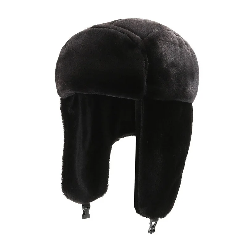 brown leather bomber hat Fashion Women Winter Warm Faux Fur Bomber Hats Black White Solid Color Thicken Earflap Caps Autumn Winter Ear Protect Ski Hat best men's bomber hats