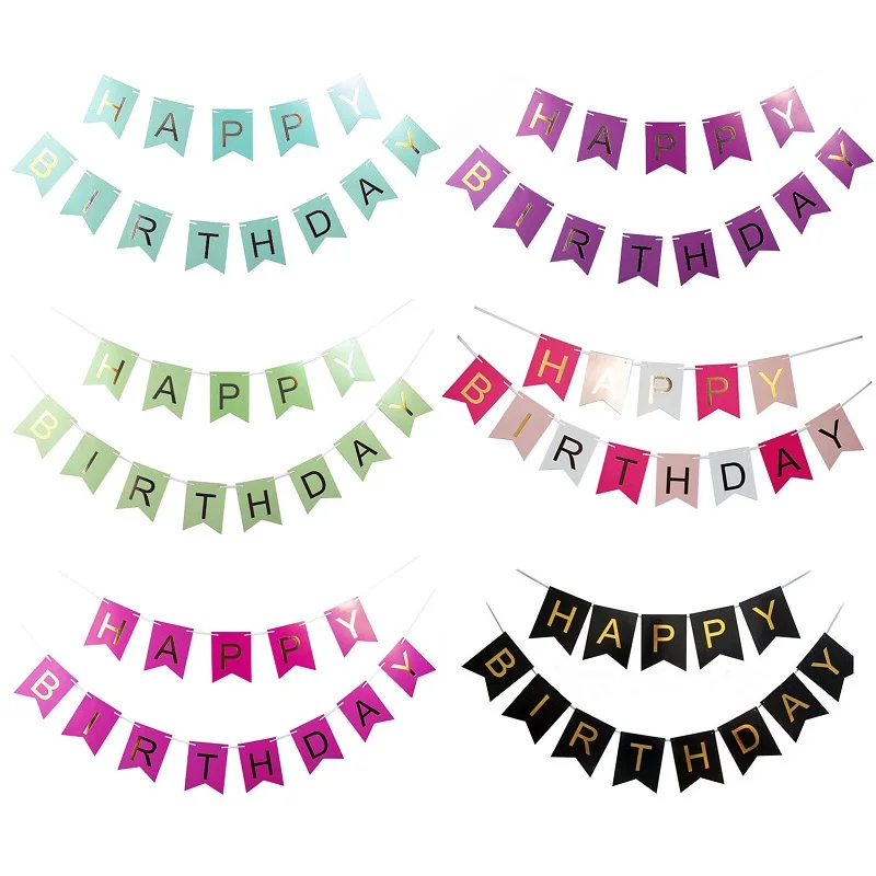 

Happy Birthday Garland Baby Shower Kids Birthday Decoration Paper Hanging Bunting Banners String Streamer Flags Party Supplies