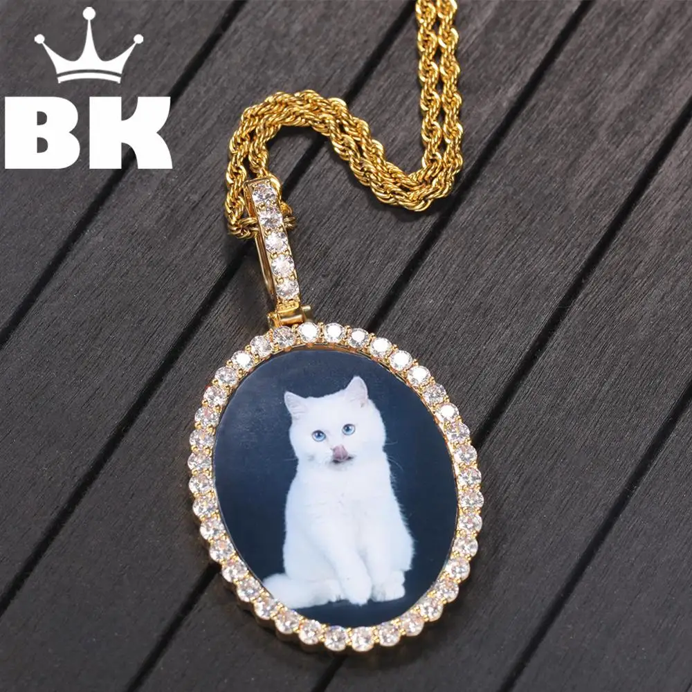 Ожерелье Bling King с овальными фотографиями на заказ украшение в стиле хип-хоп