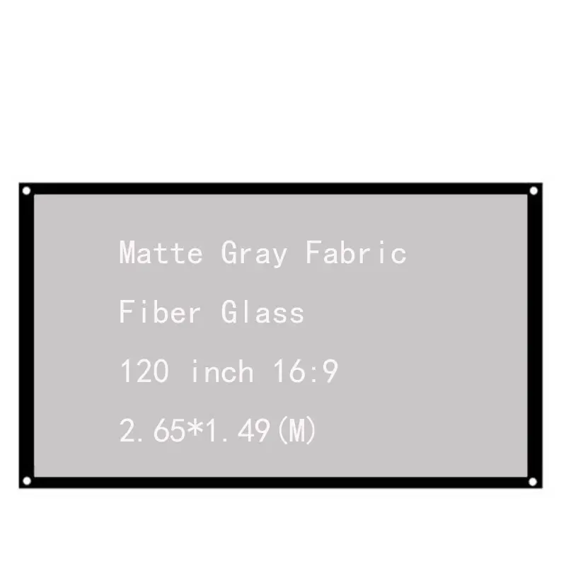 Thinyou 120 inch 16:9 Matte Gray Fabric Fiber Glass Projector Screen for Home Theater Trip Meeting for LED DLP Projector