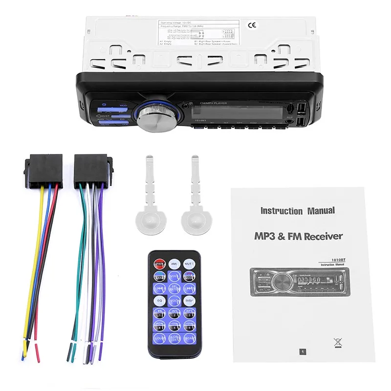 Bluetooth автомагнитолы с пультом дистанционного управления 1 Din Авторадио MP3 плеер Автомобильный стерео радио Aux FM приемник качественный мультимедийный плеер - Цвет: Черный
