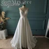 Mryarce Simple Elegant Jacquard Wedding Dress V Neck A Line Bridal Gowns With Pockets 1