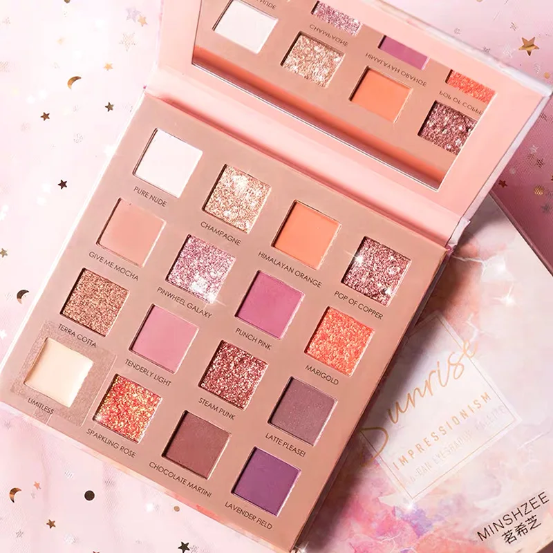 

Hot Minshzee 16 colors Eye Shadow Palette Shimmer Shiny Matte Desert Rose Versatile Eyeshadow Set Make Up Palette Cosmetic TSLM1
