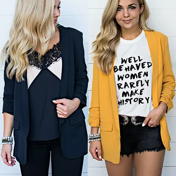 

Z Slim Women Autumn Suit Jacket women Work Office Lady Suit Business Notched Turn Down Coat chaqueta mujer 2019