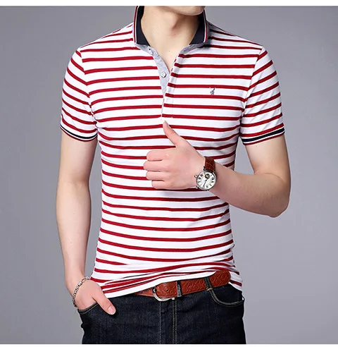 MRMT Brand New Summer Mens T-Shirt Business Casual Short-Sleeved Men T Shirt Youth Turtleneck Striped Shirt Tshirt For Male