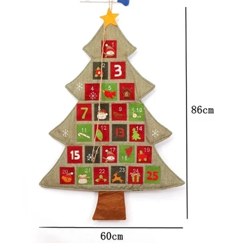 

1pc Diy Applique Christmas Advent Calendars Large Felt Fabric Christmas Tree Calendar With Pockets Xmas New Year Home Decoration
