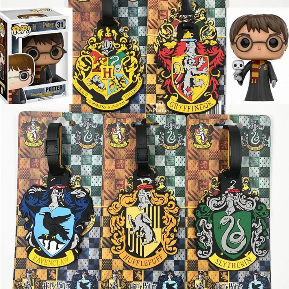 

Harri Potter Platform 9 3/4 Hogwarts Gryffindor Slytherin Ravenclaw Hufflepuff Luggage Tags ID Address Holder Baggage Labels