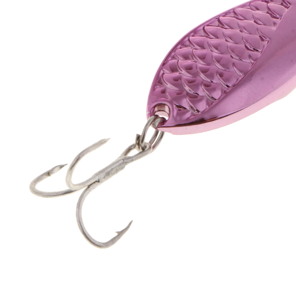 Metal Spoon Lures 25g Spinnerbait Salmon Bass Fishing Lure With Hooks Pink