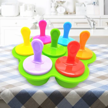 

Creative Design 7 Holes Ice Cube Popsicle Lolly Mould Silicone Durable Classic Texture DIY Ice Cream Mold Kitchen Gadget