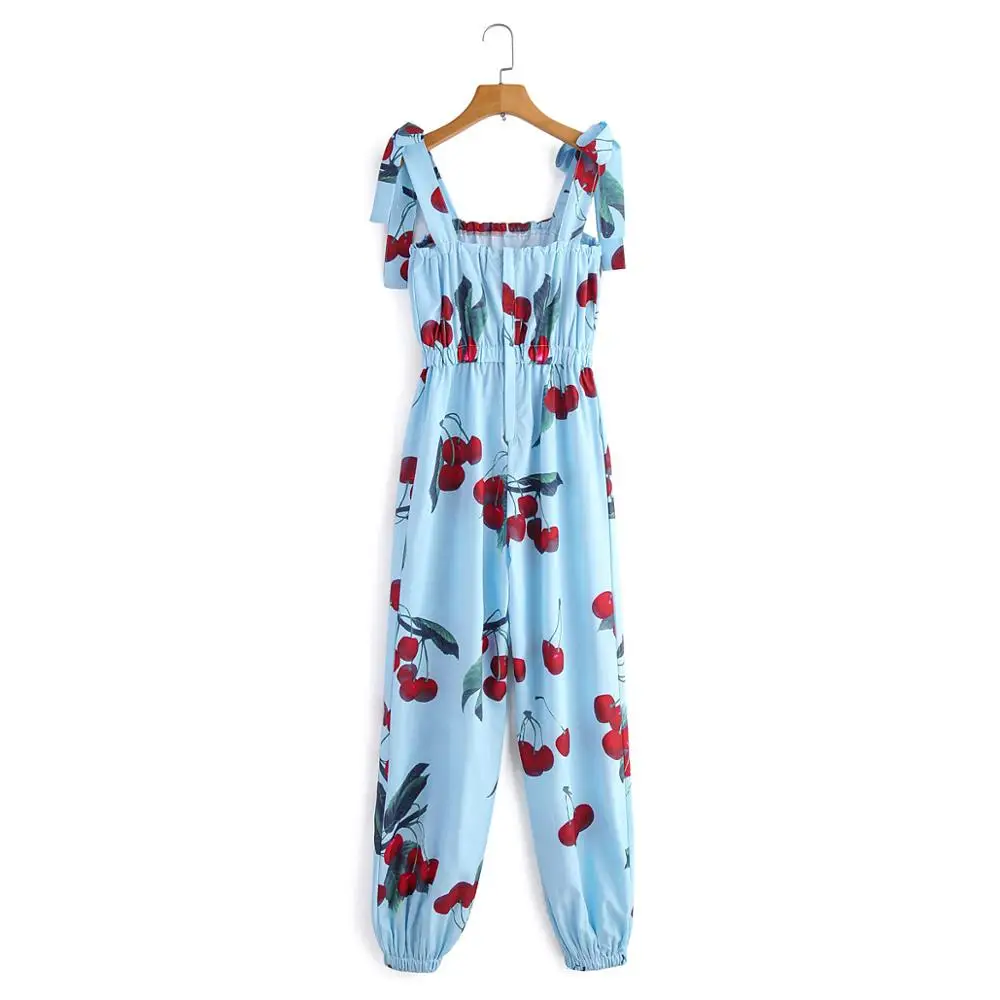 New 2020 women fashion cherry print adjustable strap siamese rompers lady back zipper elastic jumpsuits overalls trousers LS6288 New 2020 women fashion cherry print adjustable strap siamese rompers lady back zipper elastic jumpsuits overalls trousers LS6288