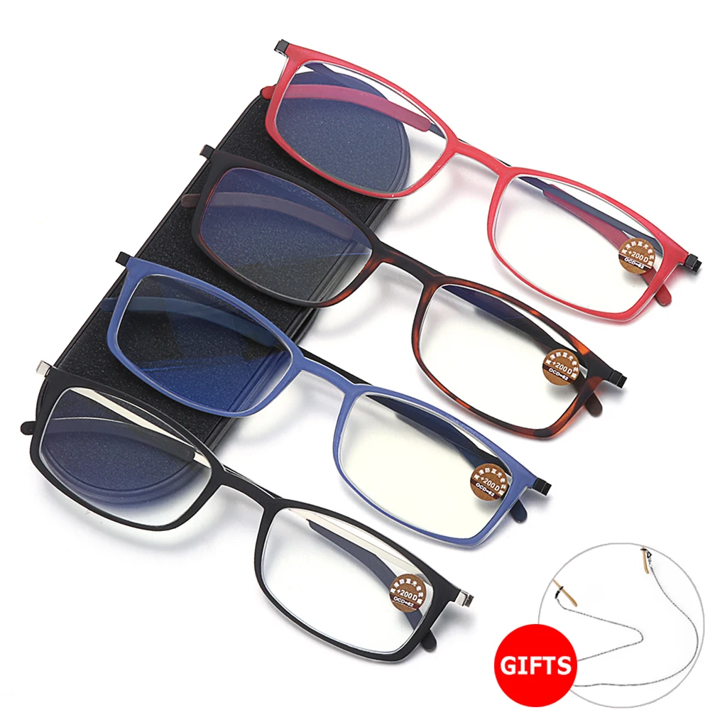 2020 New Ultra Thin Anti-blue Light Reading Glasses Paper Type Portable TR90 Lightweight Computer Readers With Box | Аксессуары для