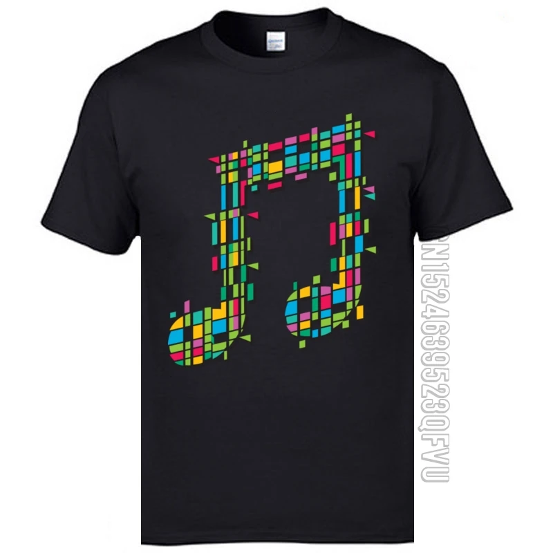

High Quality New Tee Shirt Oversized Round Neck 100% Cotton T Shirt Mens Tshirts Colorful Music Note Printed