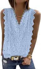 

Large size women's solid color shirt 2022 summer new lace blouse lace shirt women's vest V-neck sleeveless top women