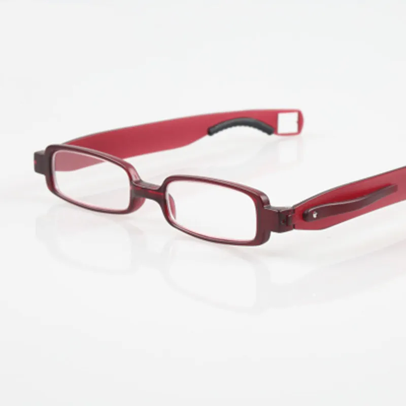 Лидер продаж, складные очки для чтения, вращающийся на 360 градусов, складные, для мужчин и женщин, чехол для дальнозоркости 1,0, 1,5, 2,0, 2,5, 3,0, 3,5, 4,0 - Цвет оправы: Red