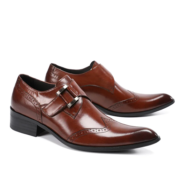 

Elegant Men Leather Shoes Formal Dress Shoes Buckle Wing Tip Wedding Office Coffee Black Crocodile Prints Oxford Shoes for Men