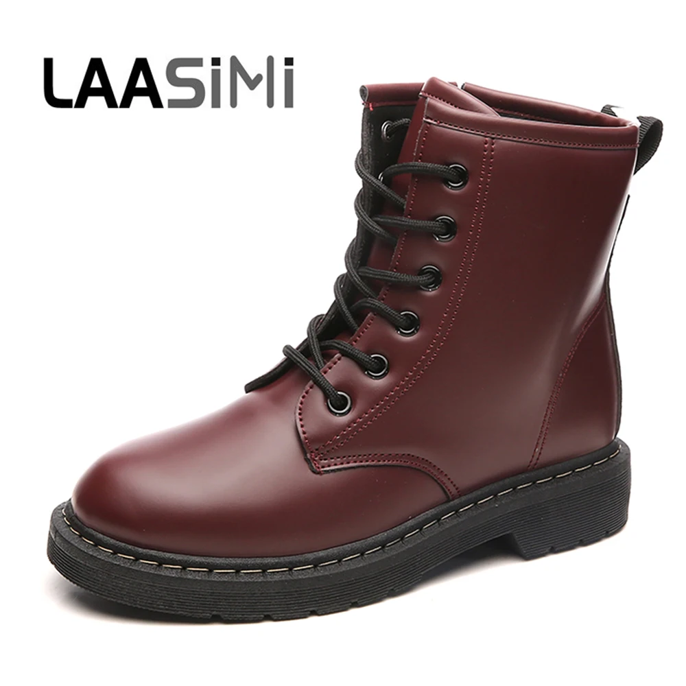 

LAASIMI Autumn Women Ankle Boots Casual Lace-up Women Boots Black Winter Shoes Woman Booties Female Shoes Plus Size
