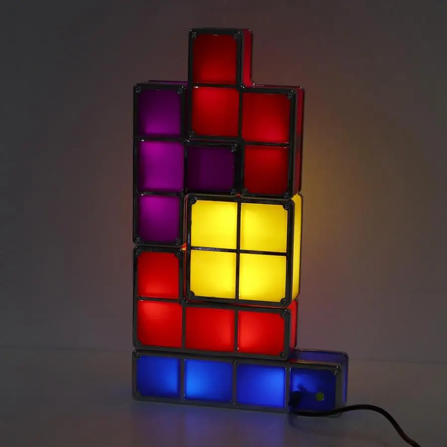 7pcs DIY Puzzle Stackable LED Light Desk Night Block Construction Game Decoration 100-240V Party Christmas Decor