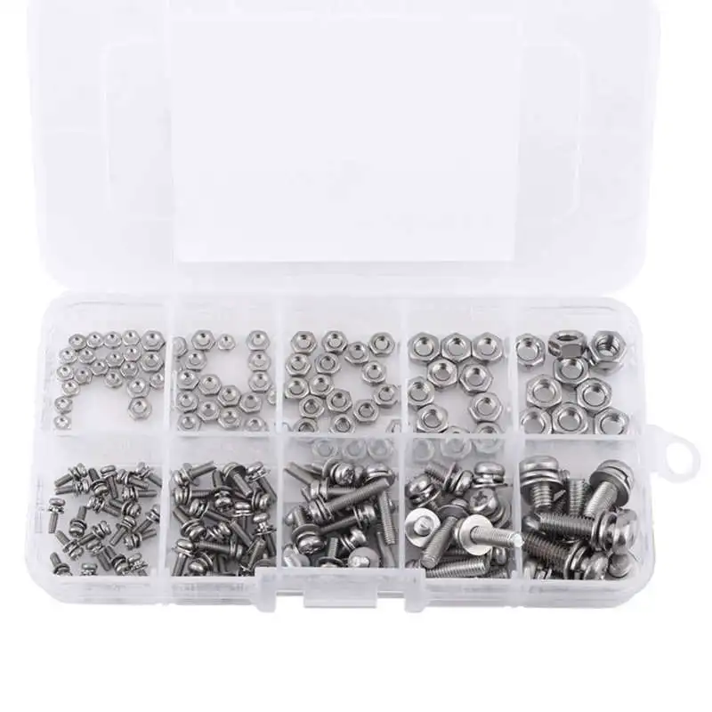 ELEG-160Pcs/комплект M2 M2.5 M3 M4 M5 шурупы гайки набор из нержавеющей стали крестовые винты Шестигранная гайка аппаратное обеспечение