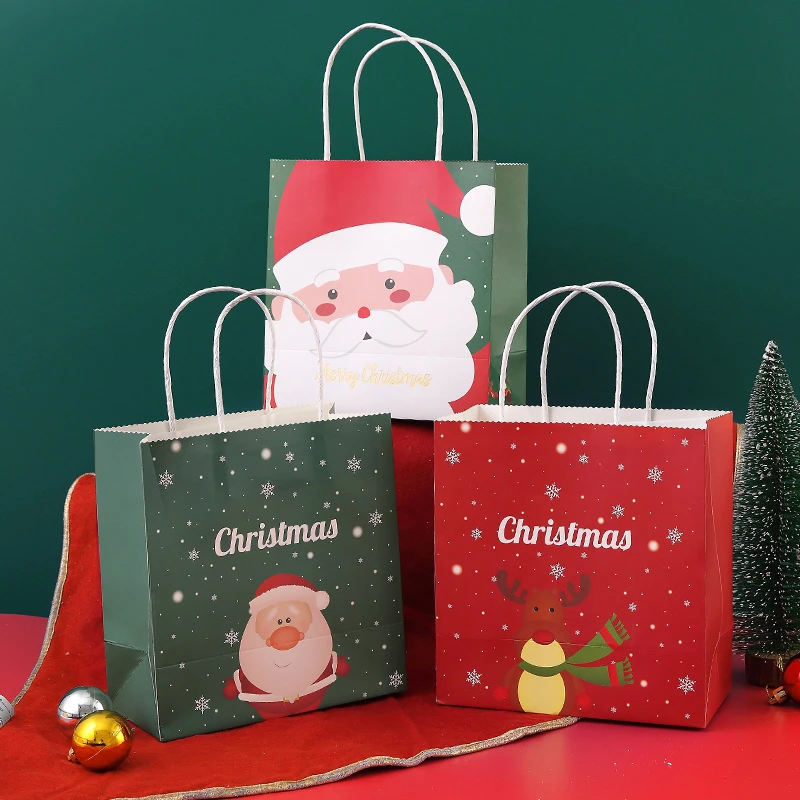 Bolsa de papel para de vacaciones, cajas cartón para regalos de Navidad invitados, bolsas de embalaje de comida, al por mayor|Envoltorios y bolsas de regalo| - AliExpress