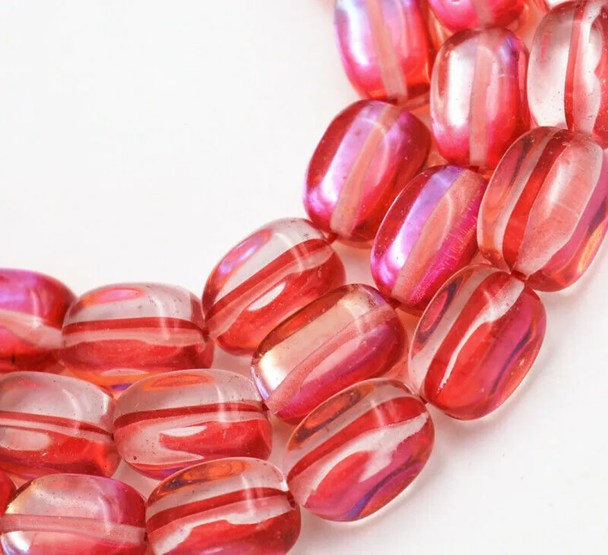 bright 10x14mm red irregular Gleamy Rainbow Moonstone gem Beads 15” Jewelry