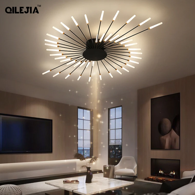 Modern Chandeliers Lights LED Luster Indoor Deco Lighting For Bedroom Hall Living Room Iron Acrylic Lamps Fixture Frame 220V chandelier light