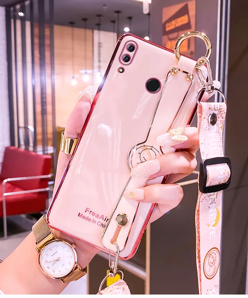 Phone Case For Huawei Nova 4 5i Pro 6 4G 5G 7SE Soft Ultra Cover P20 P30 Plus Lite XL Hand Band Stand And Wrist Strap Rope phone case for huawei