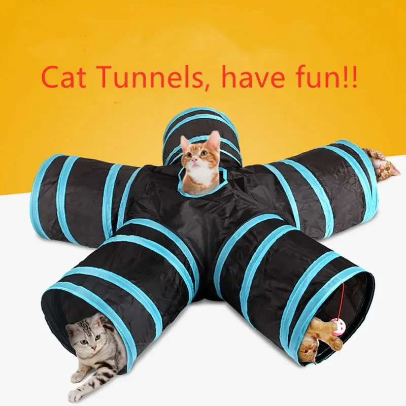 Складные туннели для кошек/кроличий туннель - Цвет: 5 ways tunnels blue