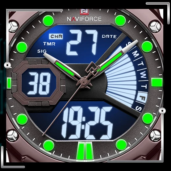 NAVIFORCE Luxury Brand Watches Men Quartz Watches Men's Fashion Auto Date LED Dual Display Wristwach Drop Shipping Reloj Hombre