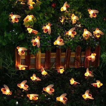 

5M/7M Solar Garden Lights Cute Honey Bee Fairy String Lights Waterproof Outdoor Garden Lighting High quality Drop Shipping
