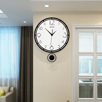 

MEISD Simple Round Swingable Wall Clock Modern Design Silent Large Wall Clock Quartz Hanging Living Room Clocks Free Shipping