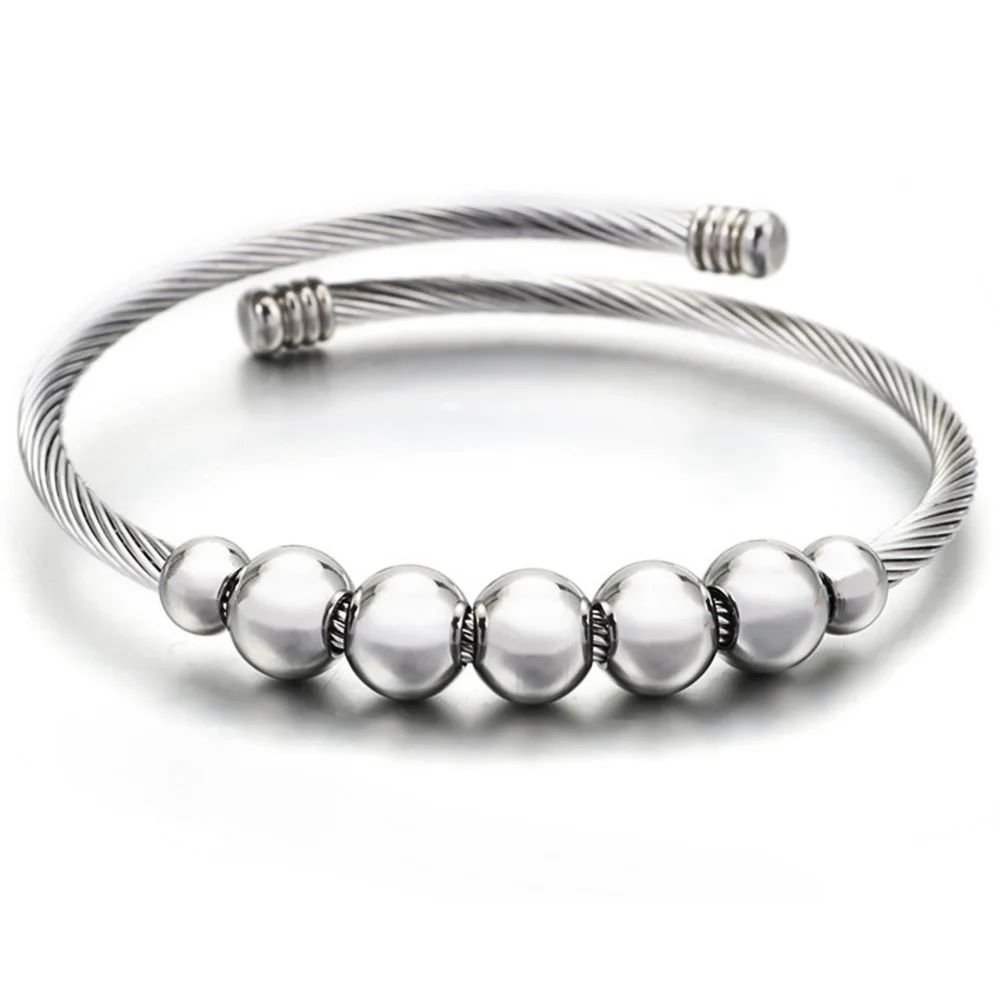 SU1243-R Модные посеребренные Бусы из нержавеющей стали кабельные браслеты из бус ювелирные изделия браслет с подвесками браслеты высокого качества браслет для женщин - Окраска металла: SU1243-R