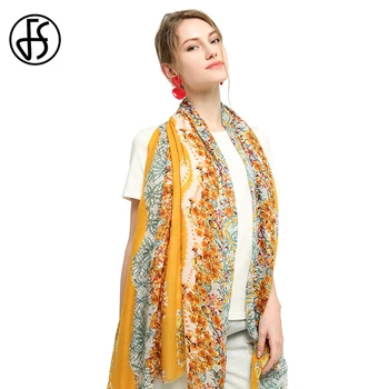 

FS Women Scarf Winter Autumn Woman Small Floral Print Silk Scarf Spring Winter Shawls And Wraps Towel Femme Beach Bandana Sjaals